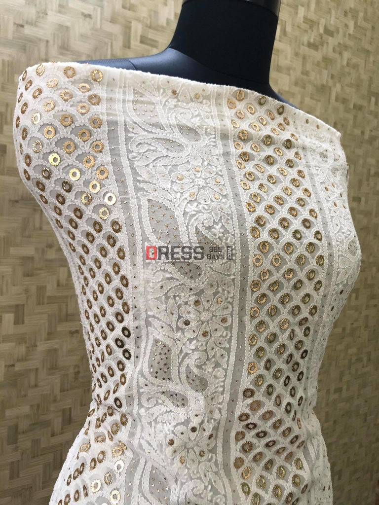 Ivory Lucknowi Chikankari Ring Mukaish Suit Suits