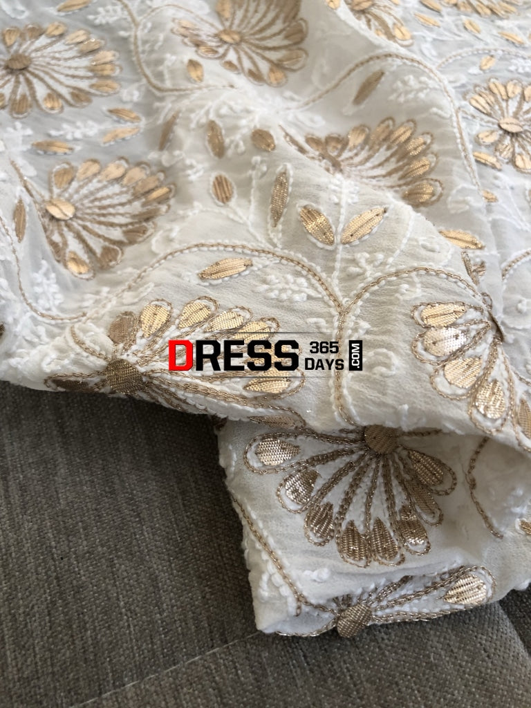 Ivory Lucknowi Gota Patti Dupatta Chikankari