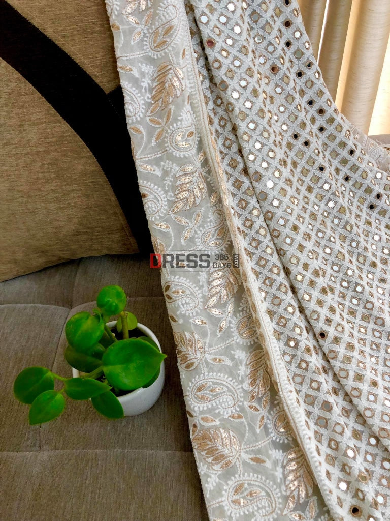Ivory Mirror & Gota Patti Chikankari Dupatta