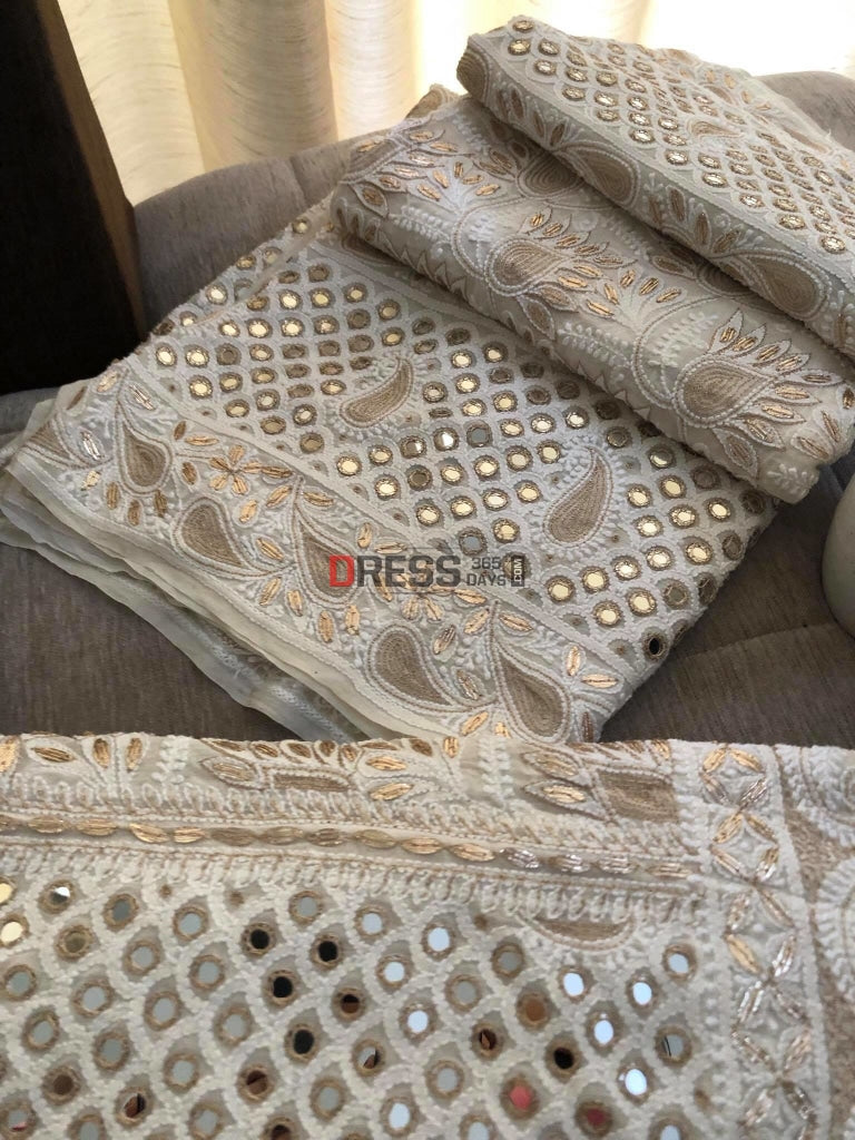 Ivory Mirror Gota Patti Chikankari Lehenga Set