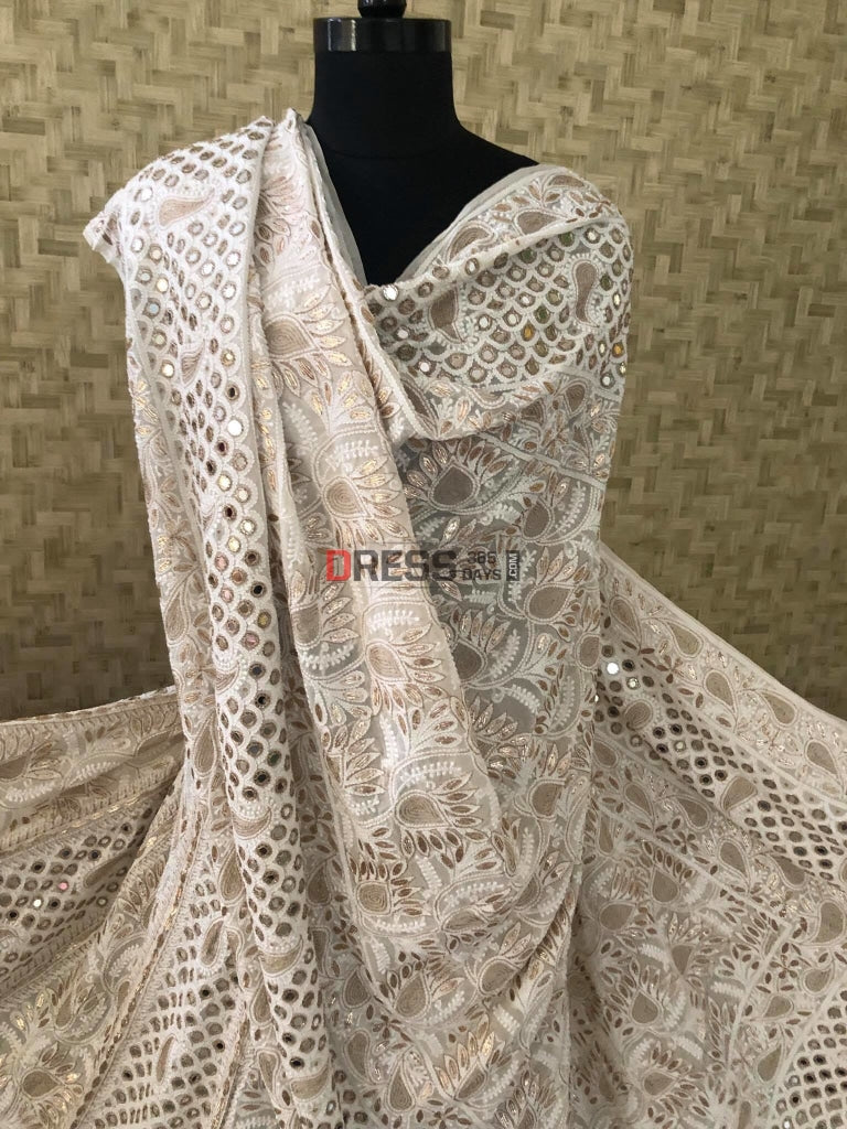 Ivory Mirror Gota Patti Chikankari Lehenga Set