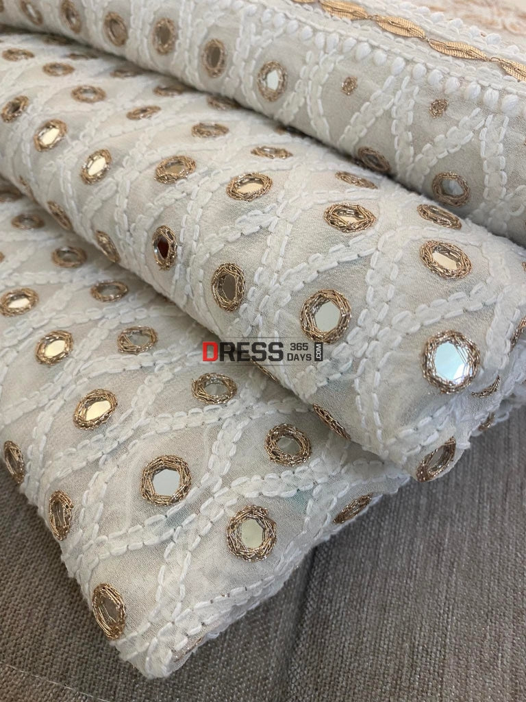 Ivory Mirror Lucknowi Chikankari Lehenga Set