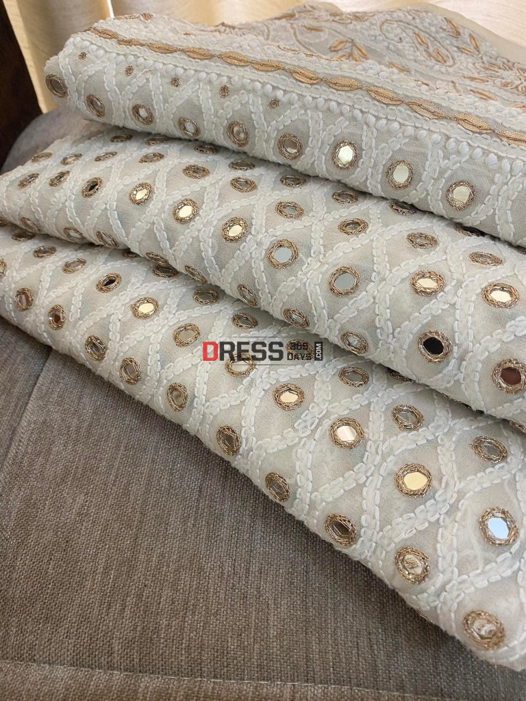 Ivory Mirror Lucknowi Chikankari Lehenga Set