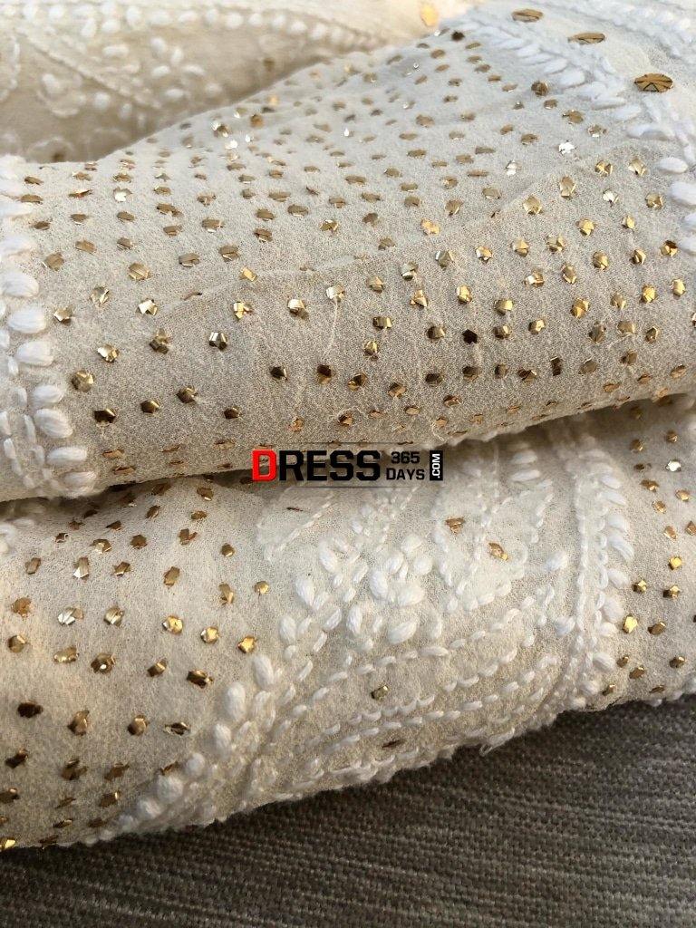 Ivory Mukaish Chikankari Anarkali Suit