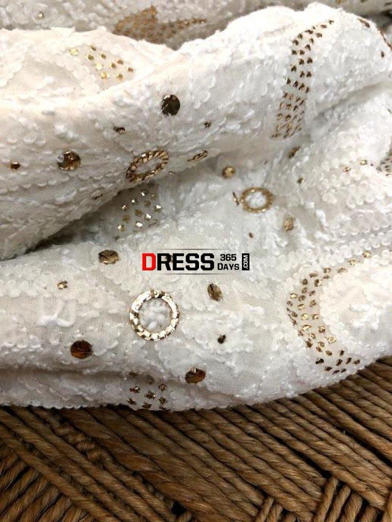 Ivory Mukaish Chikankari Saree