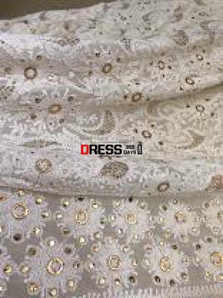 Ivory Mukaish Chikankari Saree