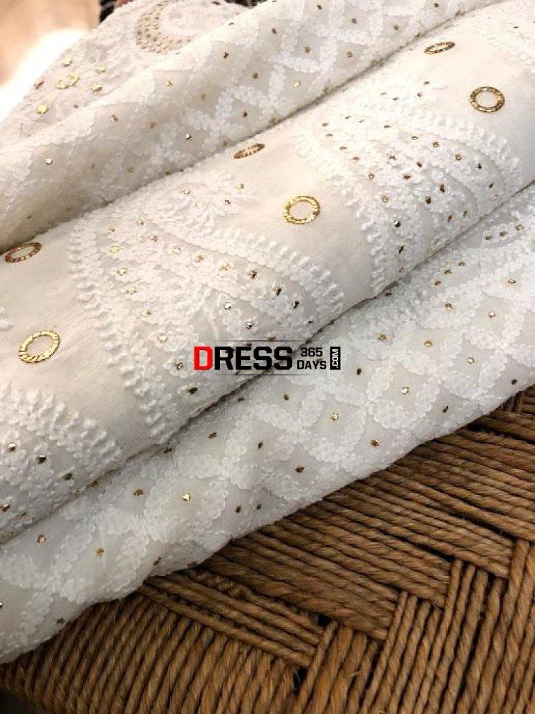 Ivory Mukaish Chikankari Saree