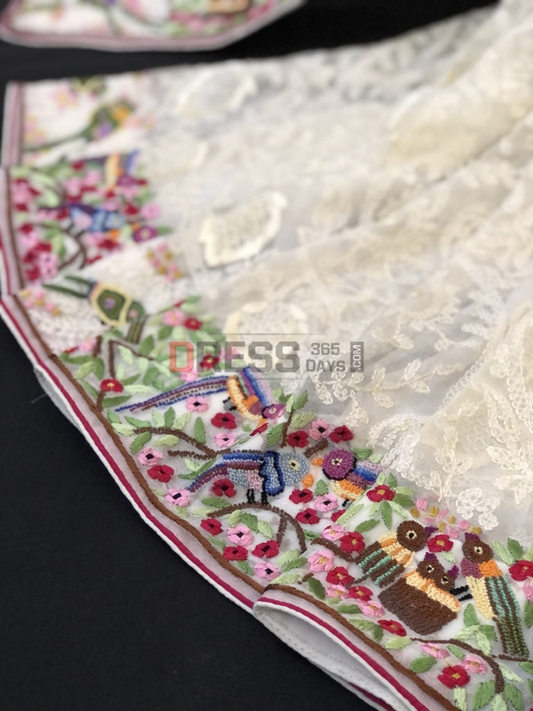 Ivory Parsi Gara & Chikankari Saree