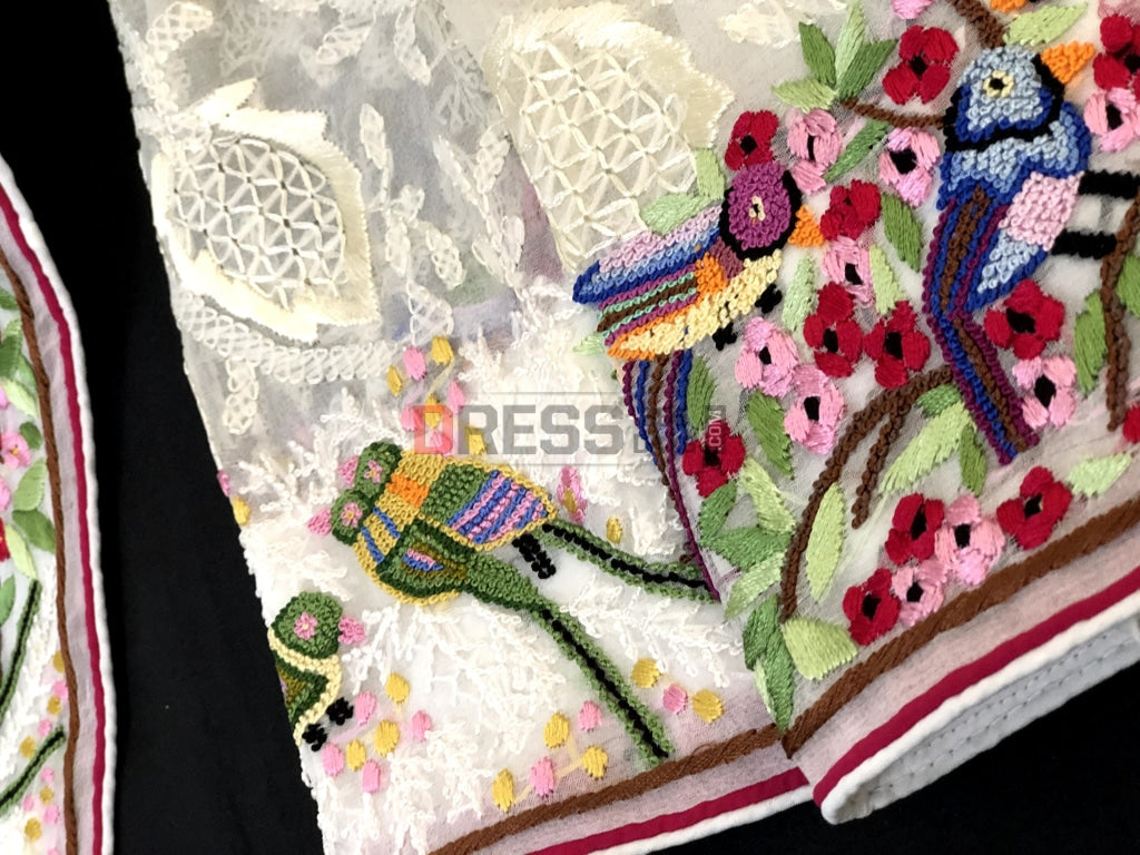 Ivory Parsi Gara & Chikankari Saree