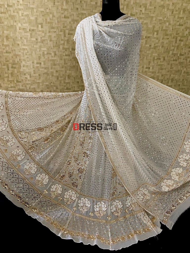 Ivory Pearl & Kamdani Lehenga Set Chikankari