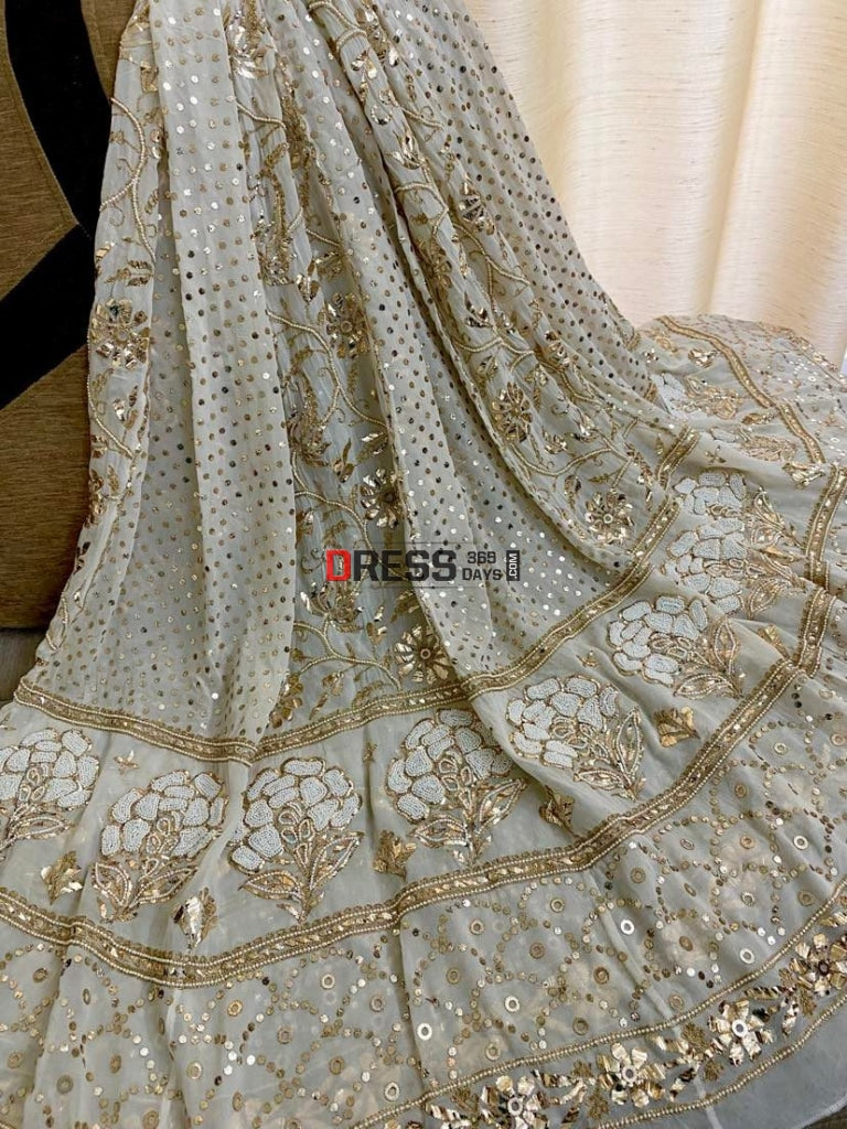 Ivory Pearl & Kamdani Lehenga Set Chikankari