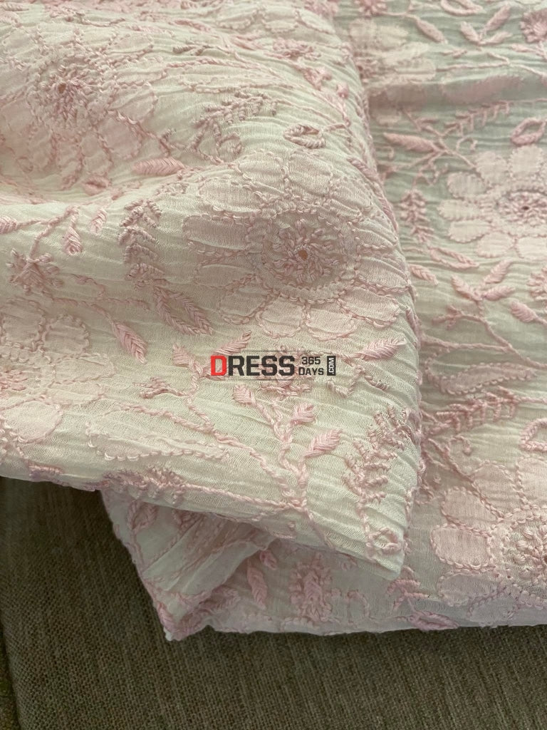 Ivory & Pink Mul Chanderi Chikankari Suit Suits