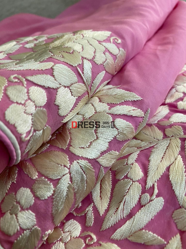 Ivory & Pink Parsi Gara Saree