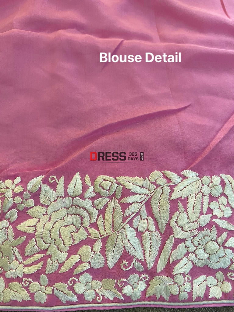 Ivory & Pink Parsi Gara Saree