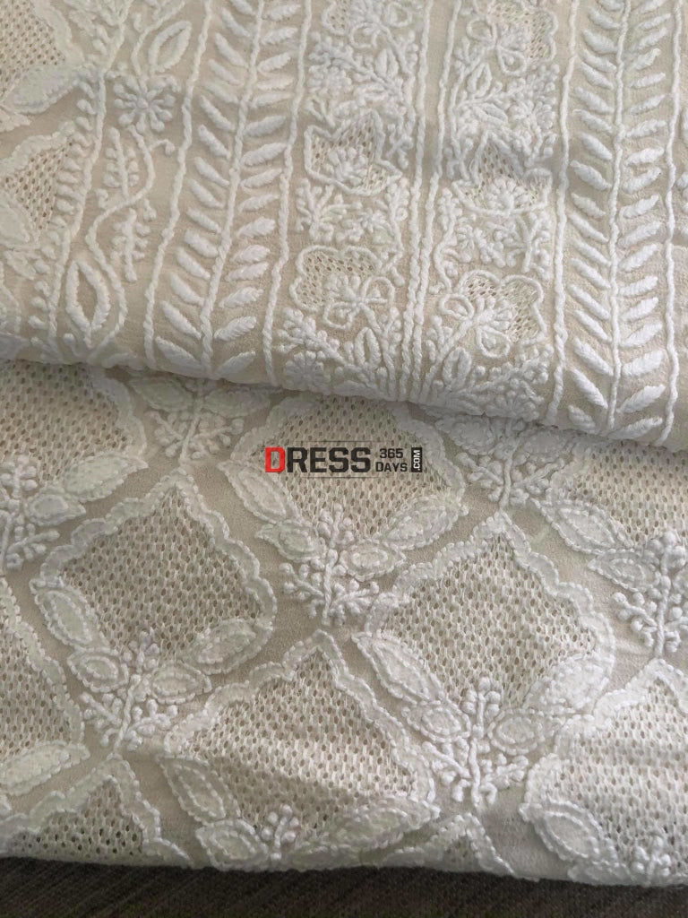 Ivory Pure Georgette Hand Jaali Suit Chikankari Suits