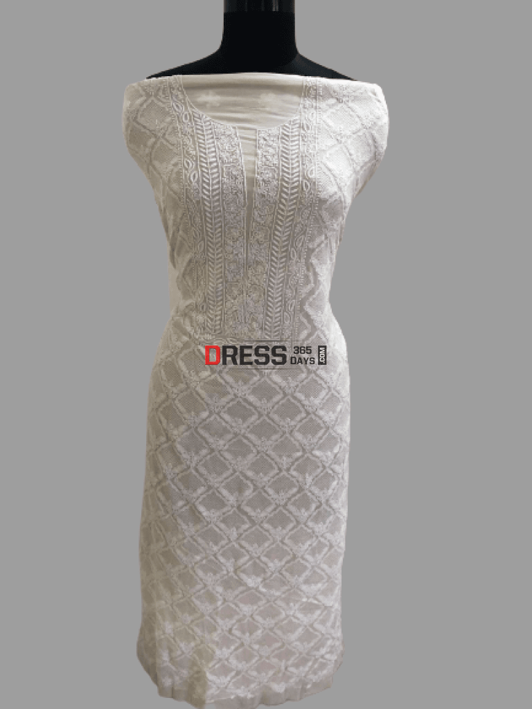 Ivory Pure Georgette Hand Jaali Suit Chikankari Suits