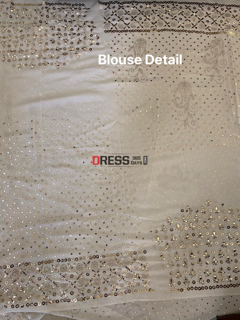 Ivory Pure Georgette Kamdani Lehenga Set Chikankari