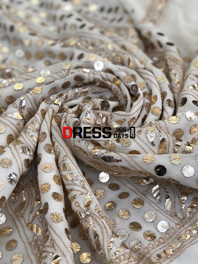 Ivory Pure Georgette Kamdani Suit Chikankari Suits