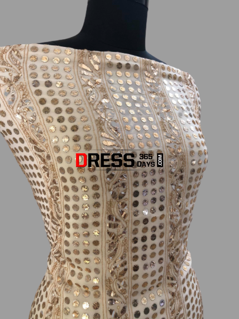 Ivory Pure Georgette Kamdani Suit Chikankari Suits