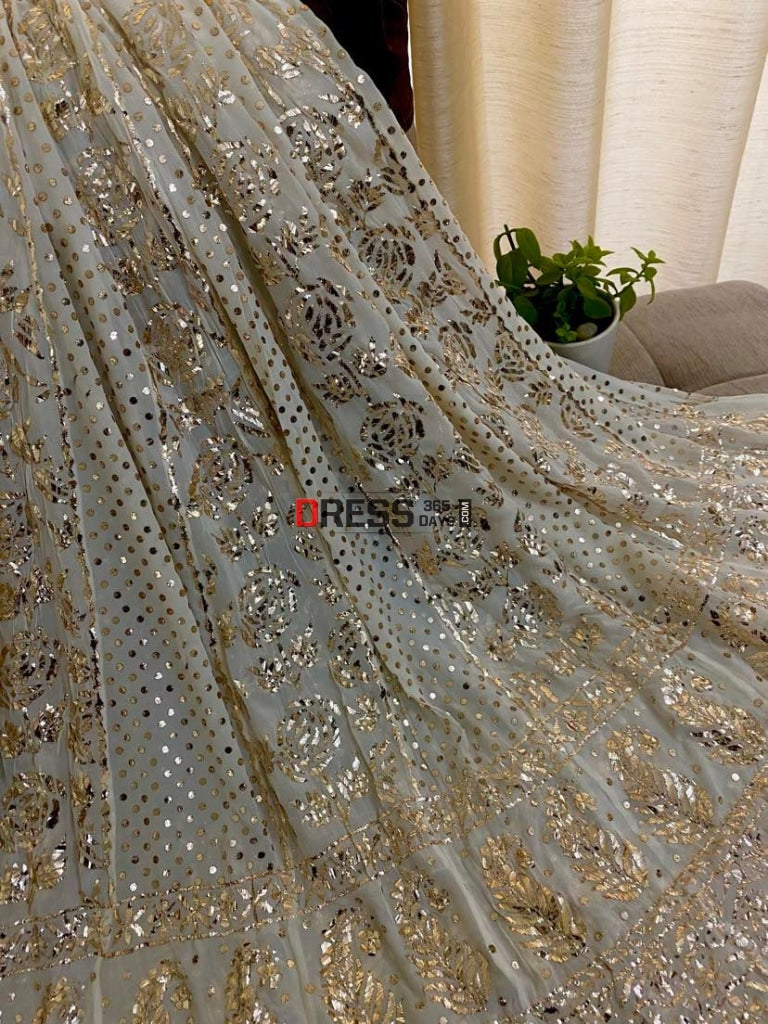 Ivory Pure Georgette Mukaish Anarkali Kamdani