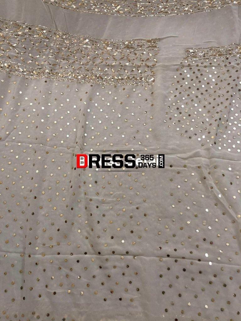 Ivory Pure Georgette Ring Mukaish Lehenga Set Chikankari