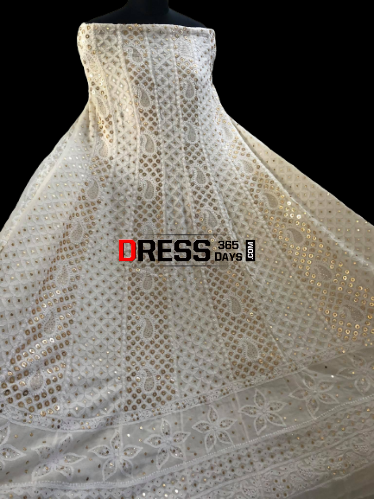 Ivory Ring Mukaish Chikankari Anarkali Suit