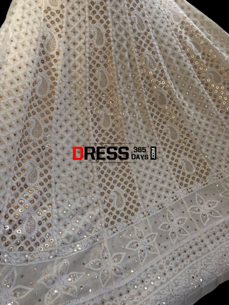 Ivory Ring Mukaish Chikankari Anarkali Suit