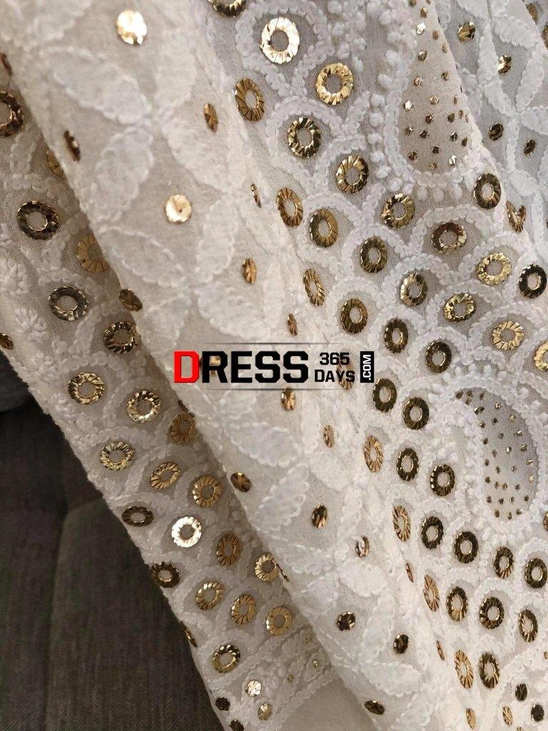 Ivory Ring Mukaish Chikankari Anarkali Suit