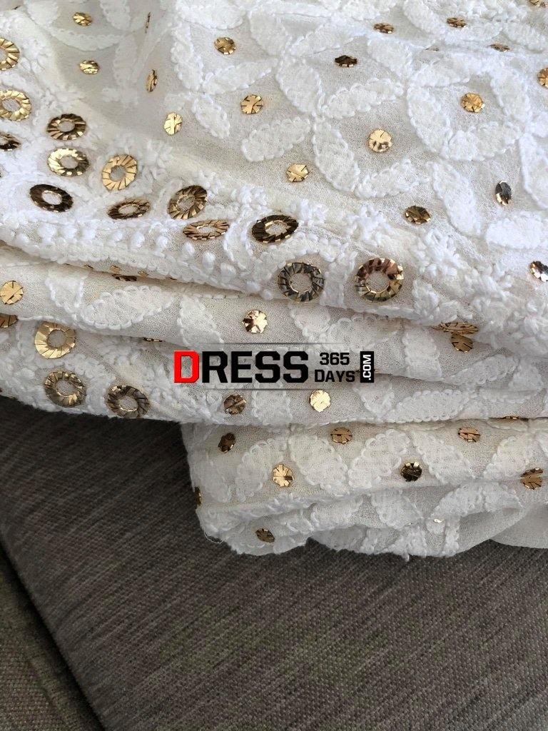 Ivory Ring Mukaish Chikankari Anarkali Suit