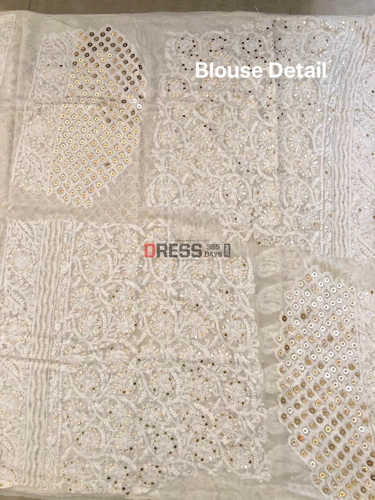 Ivory Ring Mukaish Chikankari Lehenga Set