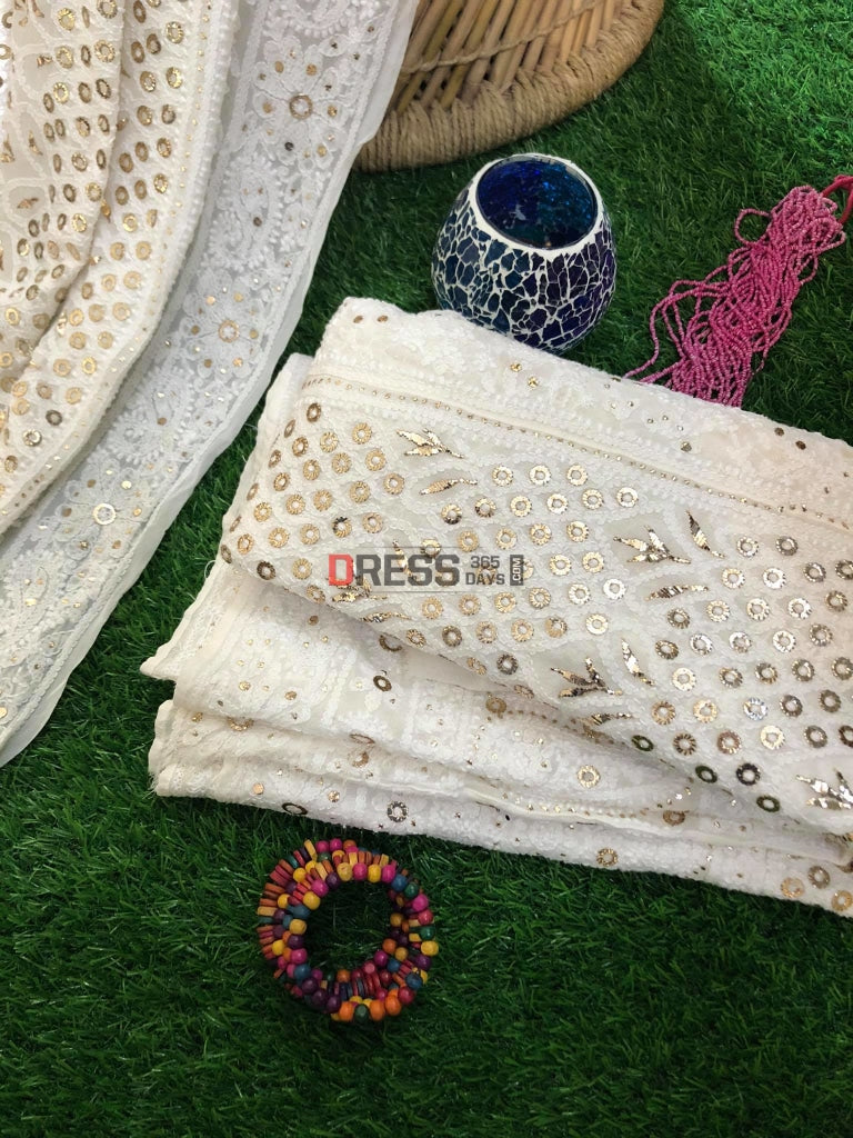 Ivory Ring Mukaish Chikankari Lehenga Set