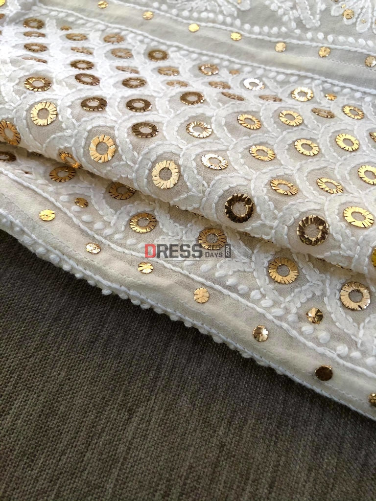 Ivory Ring Mukaish Chikankari Lehenga Set