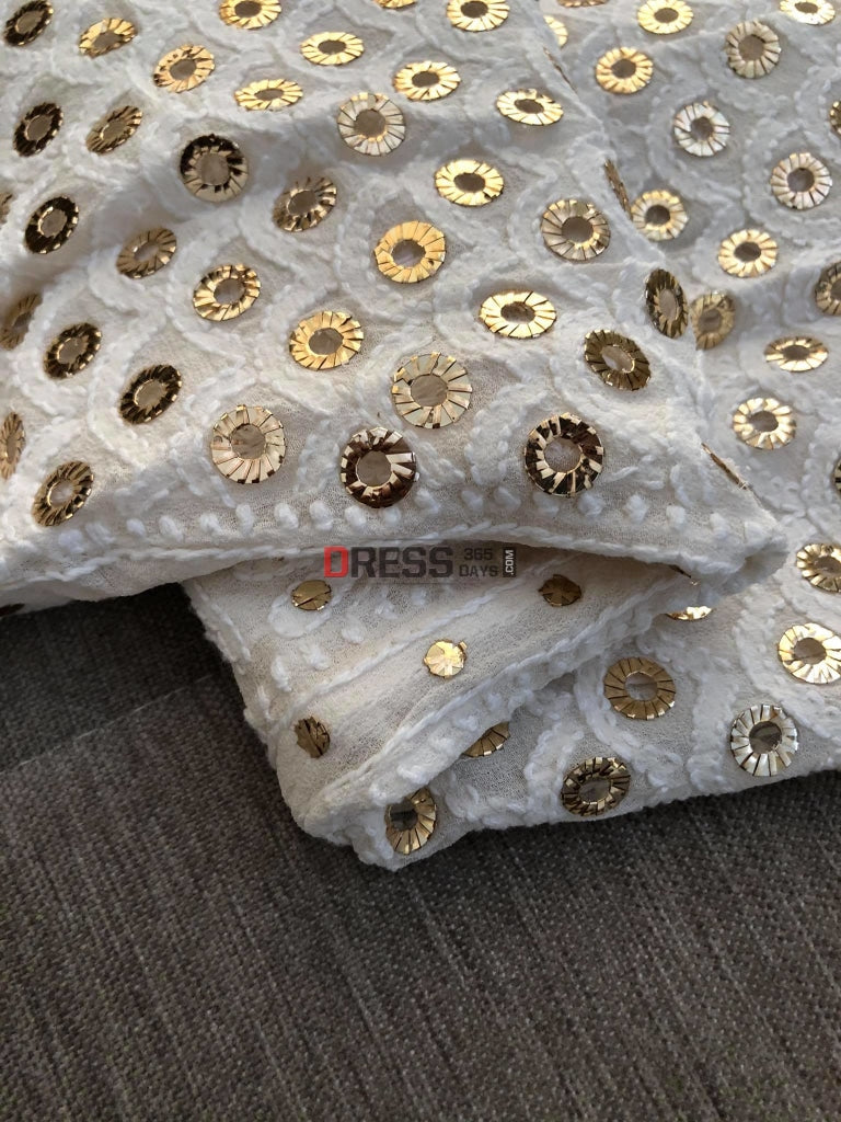 Ivory Ring Mukaish Chikankari Lehenga Set