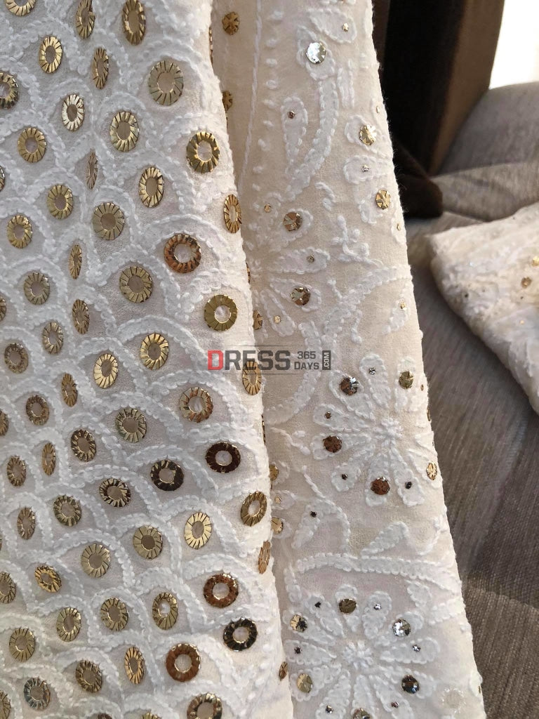 Ivory Ring Mukaish Chikankari Lehenga Set