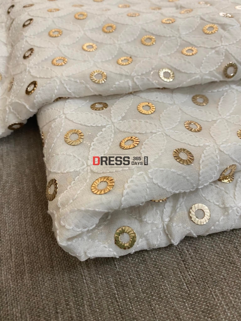 Ivory Ring Mukaish Lucknowi Chikankari Dupatta
