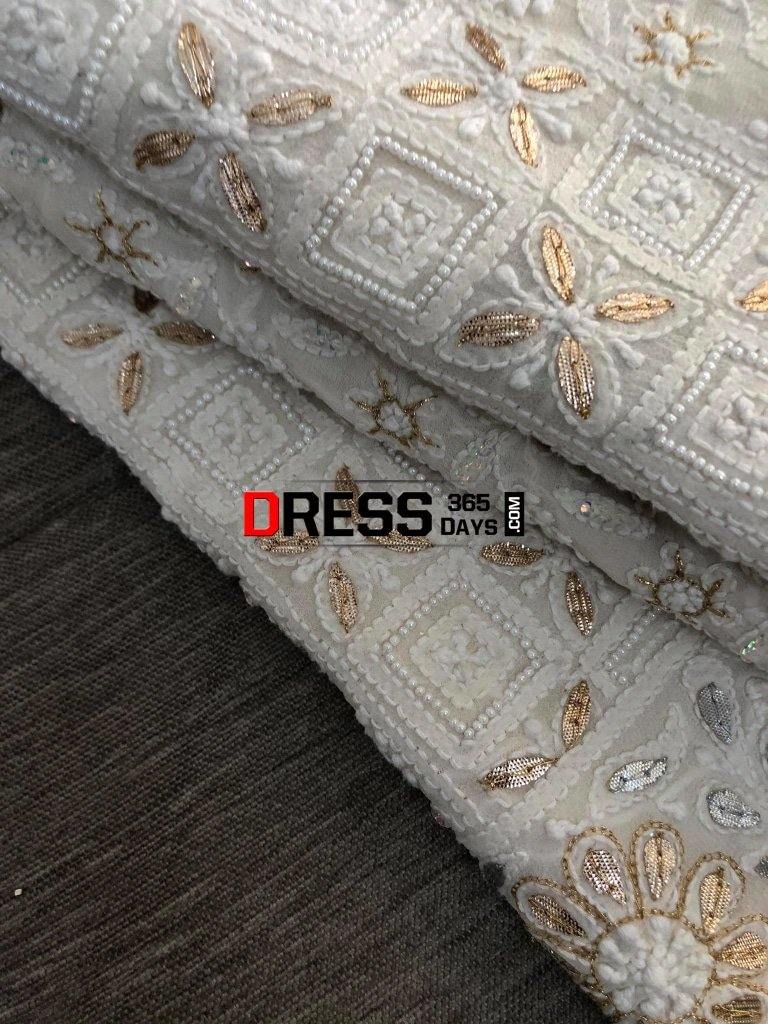Ivory Silver Gold Gota Patti Chikankari Saree