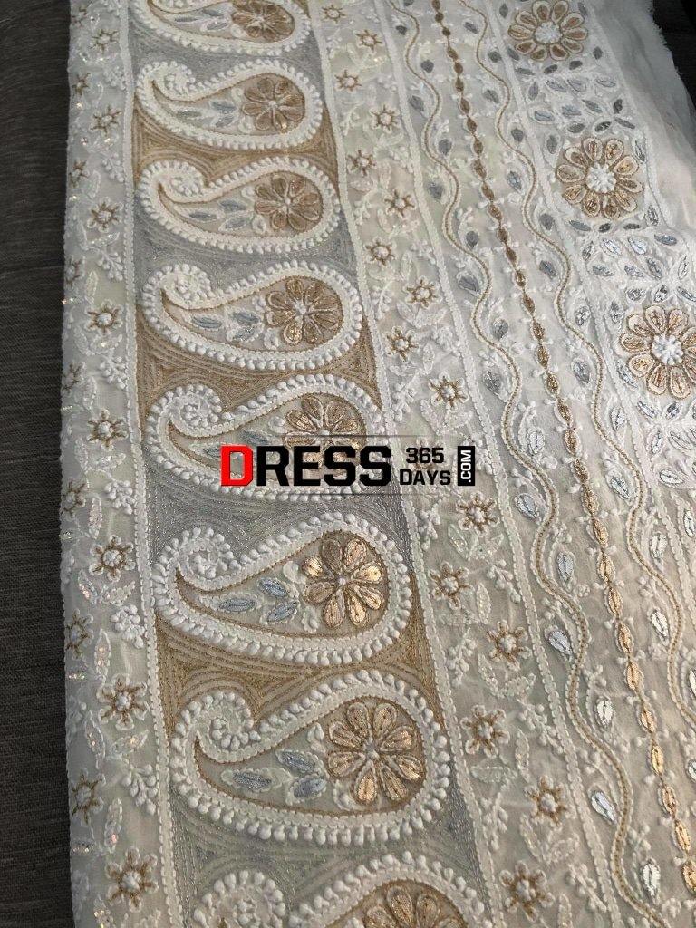 Ivory Silver Gold Gota Patti Chikankari Saree