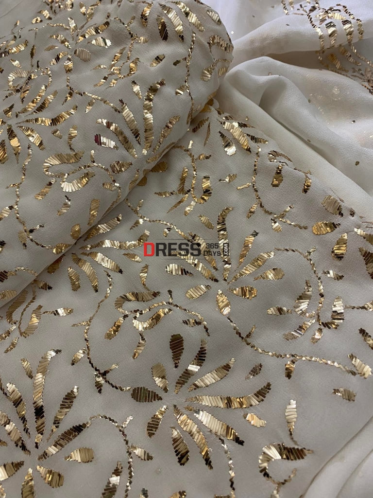 Ivory White Hand Crafted Kamdani Suit Suits