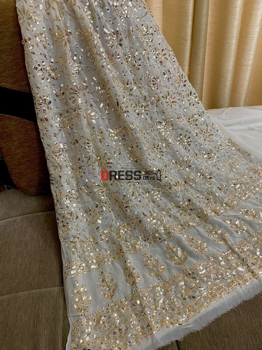 Ivory White Hand Crafted Kamdani Suit Suits