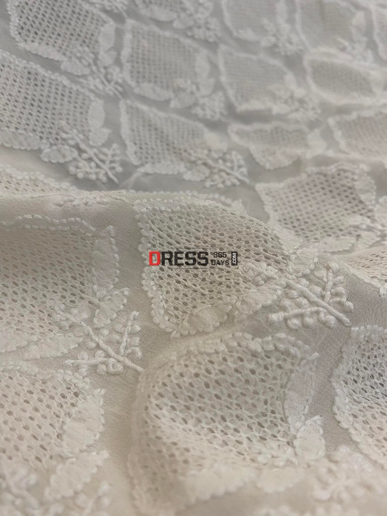 Ivory White Hand Jaali Lucknowi Chikankari Suit Suits