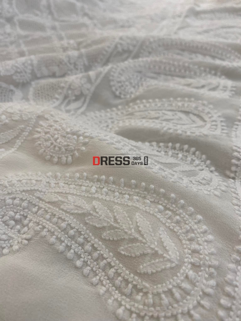 Ivory White Hand Jaali Lucknowi Chikankari Suit Suits