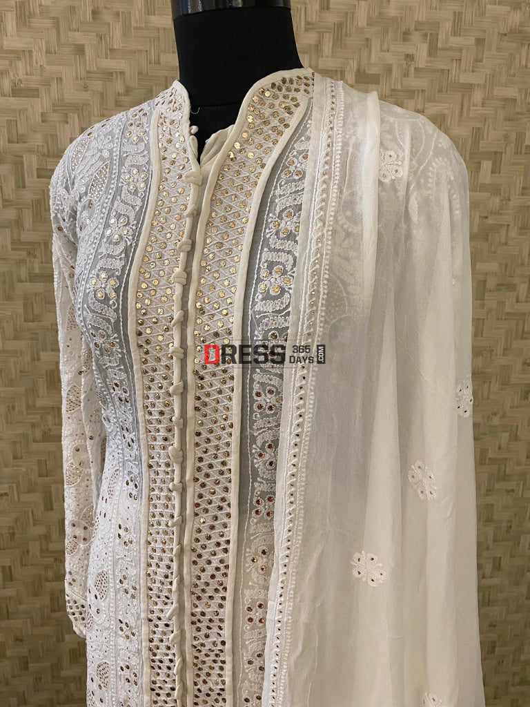 Ivory White Kamdani Chikankari Sharara Set Suits