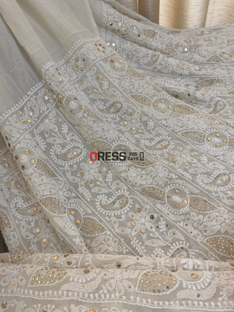 Ivory White Kamdani Chikankari Sharara Set Suits