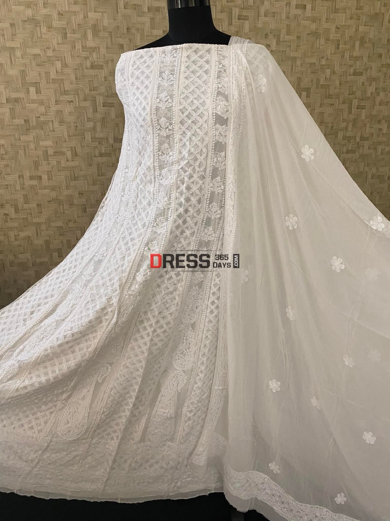 Ivory White Lucknowi Chikankari Anarkali