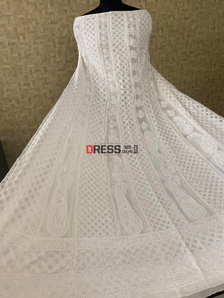 Ivory White Lucknowi Chikankari Anarkali