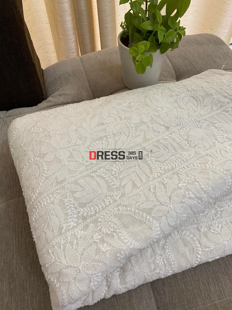 Ivory White Lucknowi Chikankari Saree