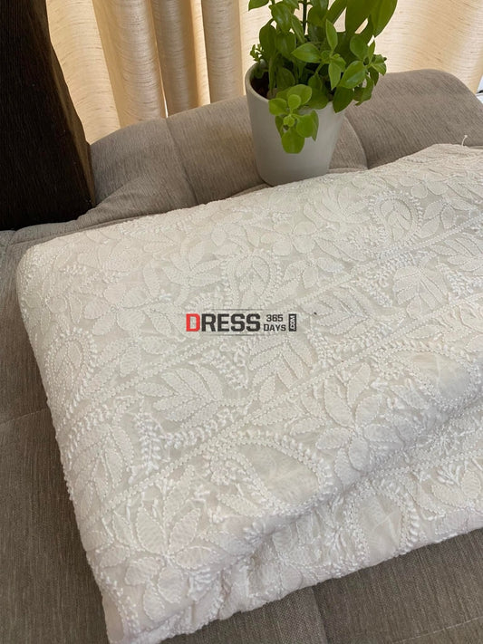 Ivory White Lucknowi Chikankari Saree