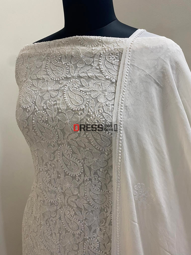 Ivory White Lucknowi Chikankari Suit Suits
