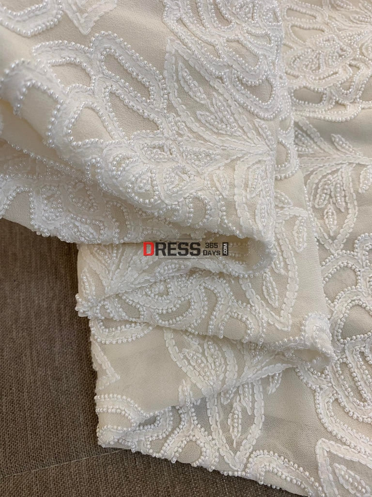 Ivory White Pearl Lucknowi Chikan Work Suit Chikankari Suits