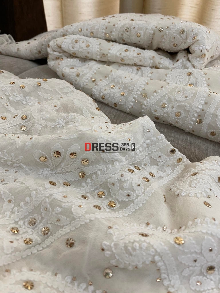 Kamdani And Lucknowi Chikankari Lehenga Set